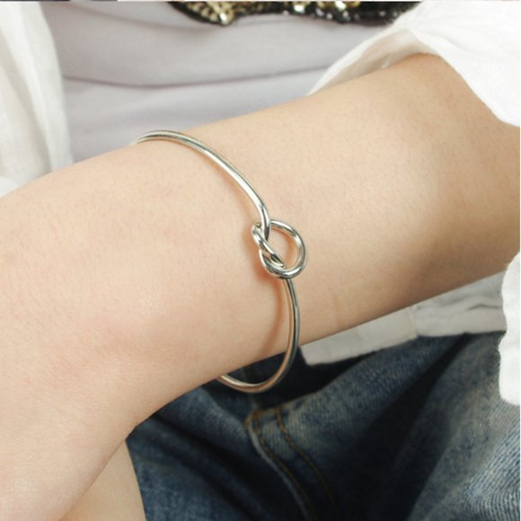 Minimalist "Infinite Love" Knot Bangle Bracelet - Picture 7 of 14